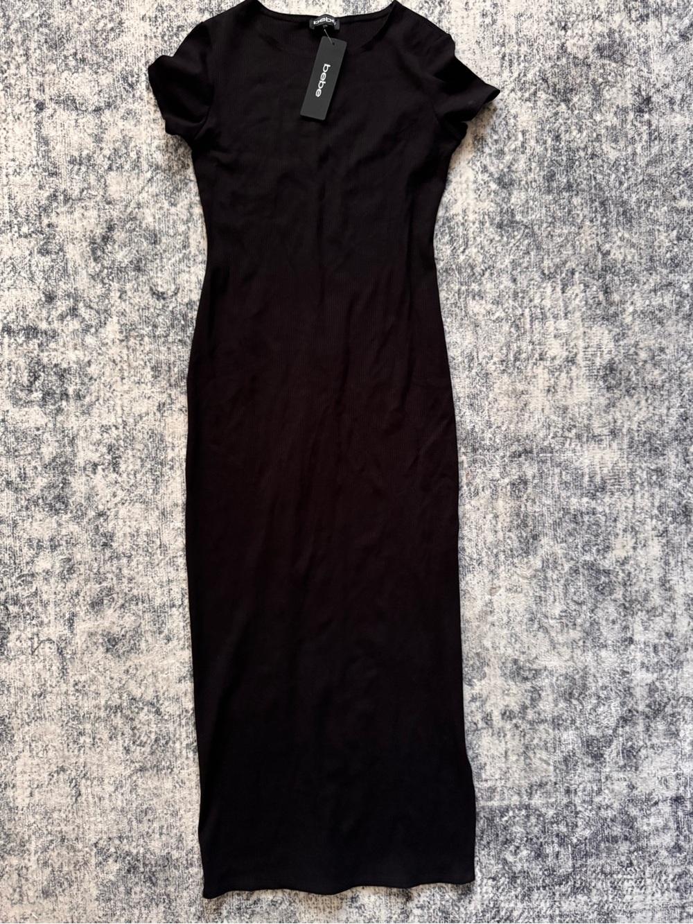 bebe Black Maxi Cap-Sleeve Dress